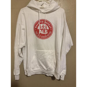 Walk to Defeat ALS‎ White Hanes EcoSmart Hoodie - Size Large
